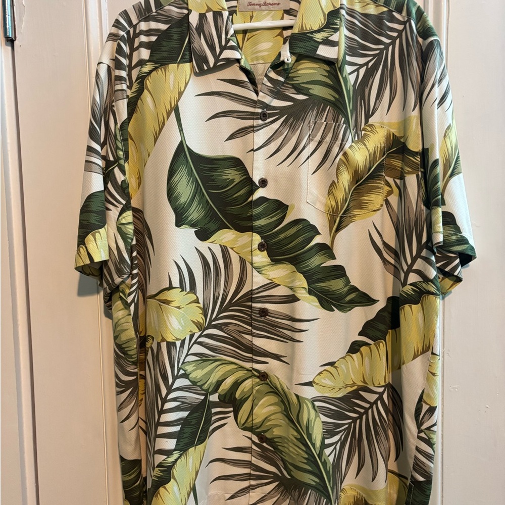 Men's Tommy Bahama silk Short-Sleeve Shirt - Green/Yellow